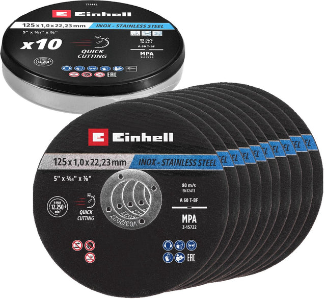 Einhell 711442 doorslijpschijfset 125 mm 10 stuk(s) metaal, rvs, staal, blik