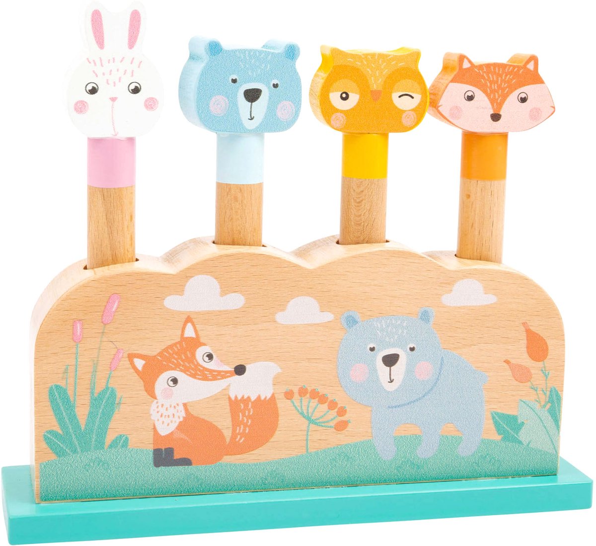 Small Foot - Motorik-Formen-Steckspiel Waldtiere aus Holz, 5-teilig.
