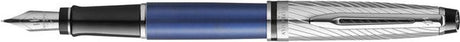 Waterman Expert Deluxe, Füllfederhalter, metallischer blauer Lack mit palladiumbeschichteten Details, mittlere Feder mit Palladium