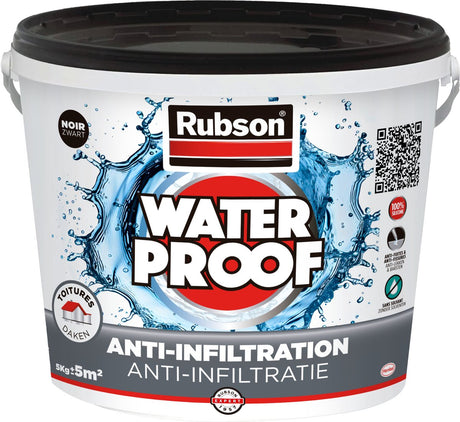 Rubson Anti-Infiltration schwarz 5kg | Beschichtung von Dächern, Fundamenten und vergrabenen Materialien | auf Silikonbasis für maximale Elastizität | langlebige Beschichtung und UV-beständig | Langzeitschutz vor Feuchtigkeit.