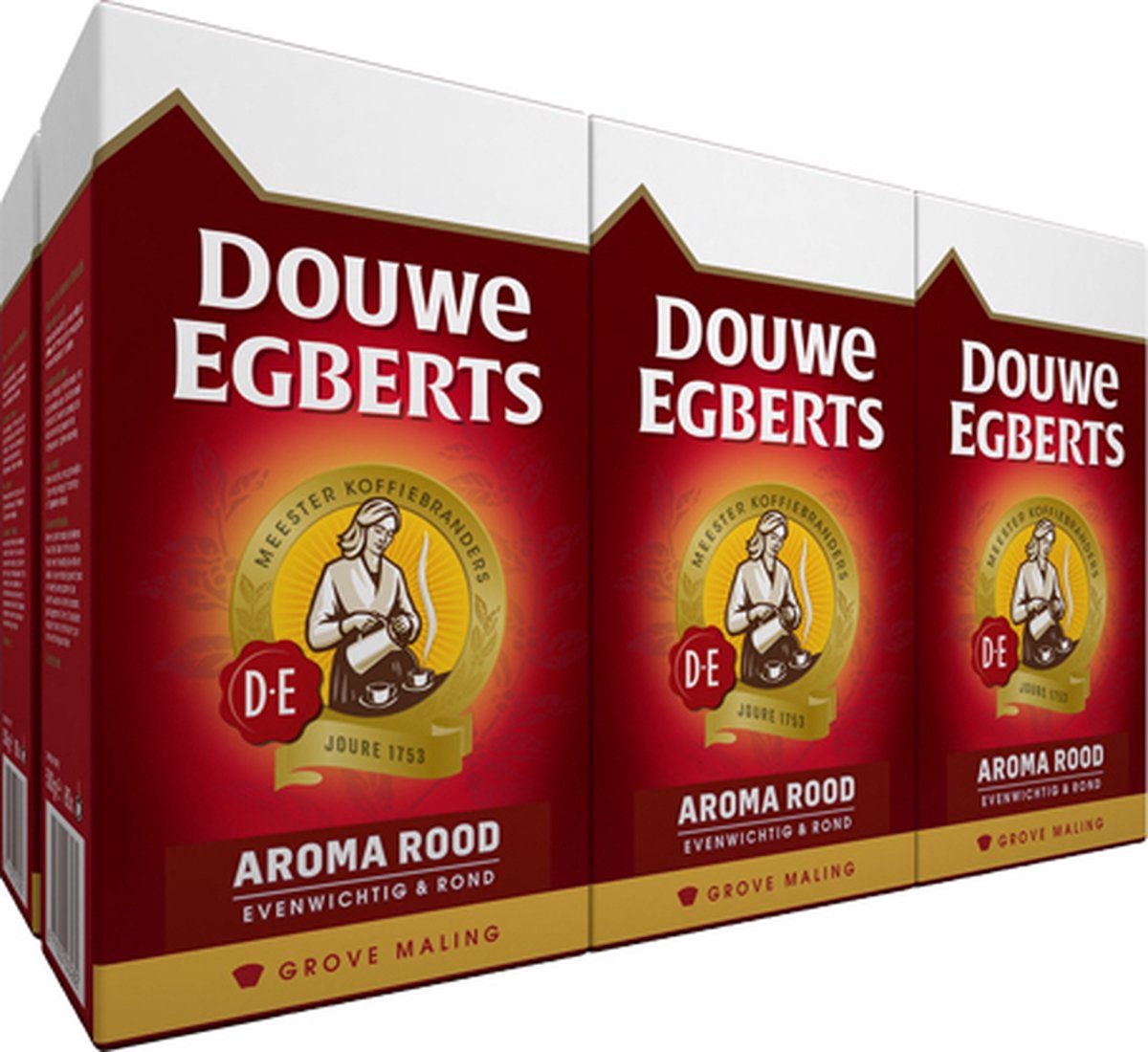Douwe Egberts Aroma roter grob gemahlener Filterkaffee – 6 x 250 Gramm