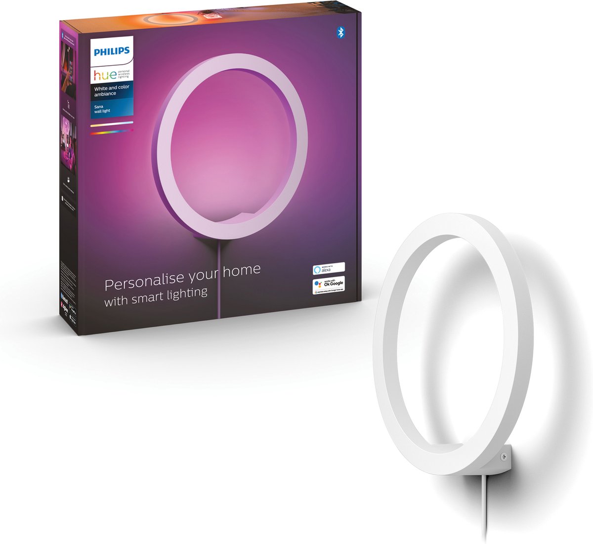 Philips hue sana wandlamp - wit en gekleurd licht - wit