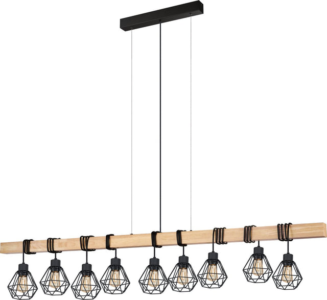 Eglo townshend 5 hanglamp - e27 - 150 cm - zwart bruin - fsc hout