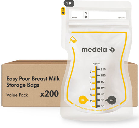 Medela Muttermilch-Aufbewahrungsbeutel – 200 Stück – auslaufsicher – Doppelverschluss und Ausgießer – BPA-frei