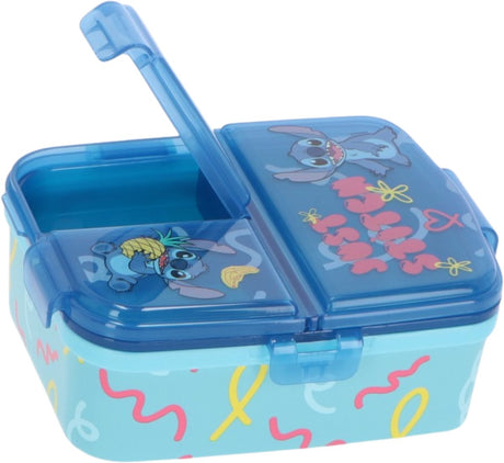 Stor Stitch Kinder-Lunchbox – Lunchbox mit 4 Fächern für Kinder ab 4 Jahren – spülmaschinenfest, BPA-frei – Blau