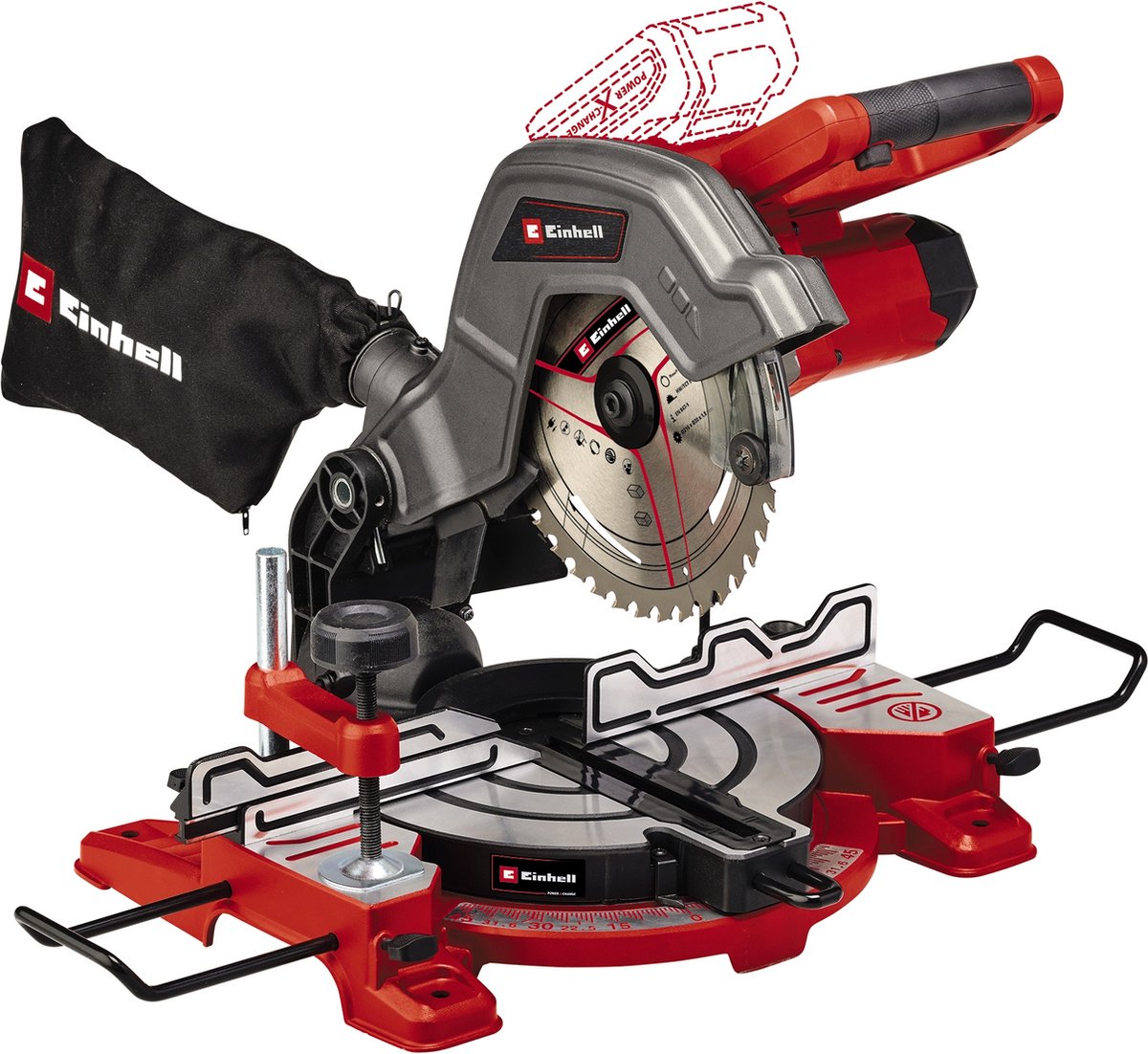 Einhell Akku-Kapp-Gehrungssäge TE-MS 18 8 Li Solo - Power X-Change - 18 V Li-Ion - ø216 mm - inkl. Sägeblatt mit 40 Zähnen – exkl. Akku und Ladegerät