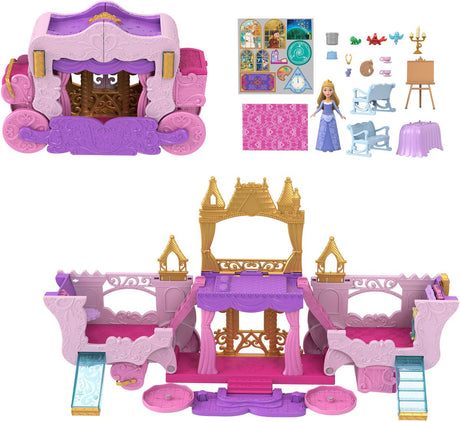 2-in-1-Spielset „Disney Princess“, kleiner Puppenwagen zum Schloss