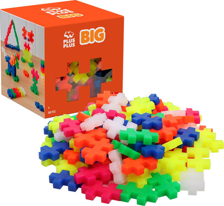 Plus-Plus Big Neon 100-teiliger Baukasten – 3411 – Konstruktionsspielzeug für Kleinkinder – Konstruktionsspielzeug – Set mit Bausteinen – ab 1 Jahr