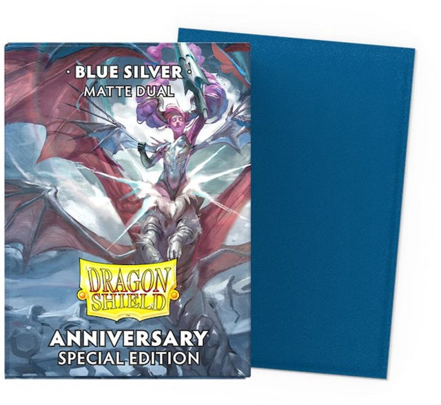 Dragonshield 100 Box Dual Sleeves Blau Silber Jubiläumsedition