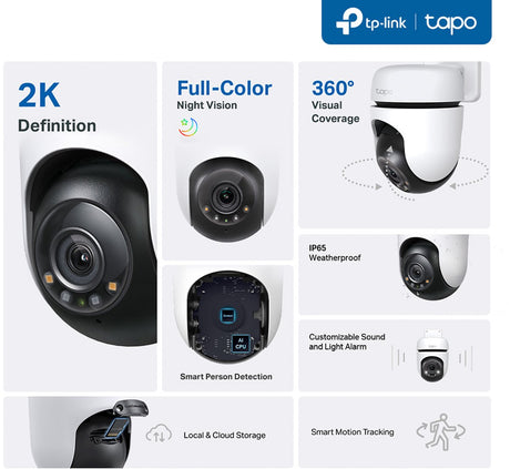 Tp-Link Tapo – Überwachungskamera – 360° drehbar – Nachtsicht – wasserbeständig