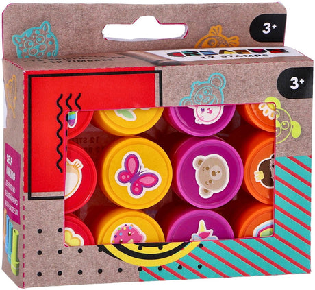 Creafun Stempel 12 Stück inklusive Tinte | 4 Stück