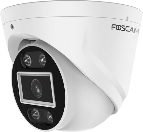 Foscam T5EP-W 3K-Turmkamera – 5 MP POE-Überwachung für den Außenbereich – Intelligente Personen- und Fahrzeugerkennung – Sirene, Scheinwerfer und 2-Wege-Audio – IP66 – Weiß