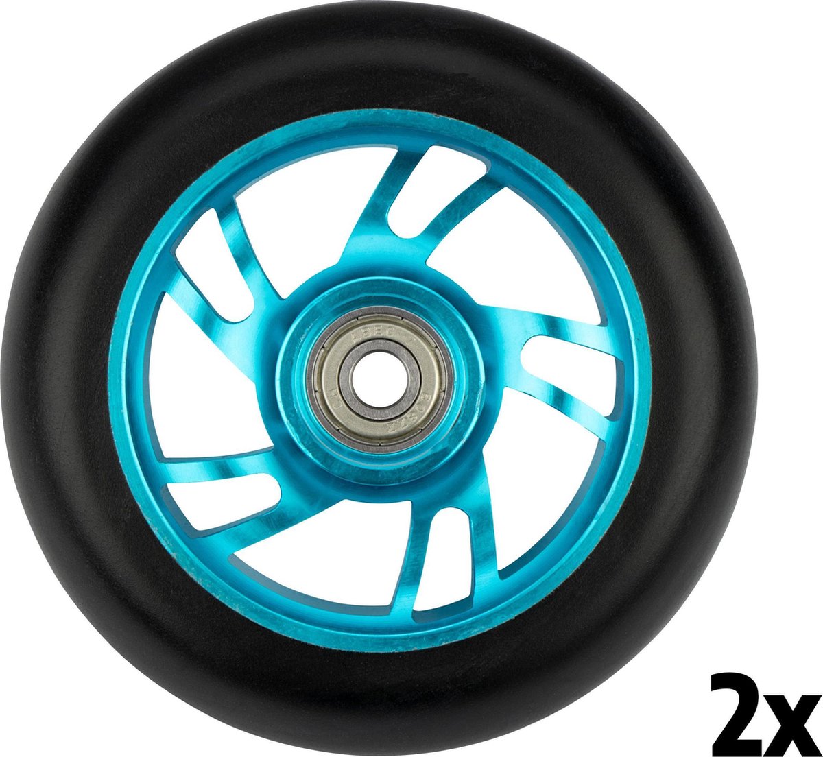 Black Dragon Stunt-Scooter-Räder-Set – Speichenaluminium – Blau-Schwarz