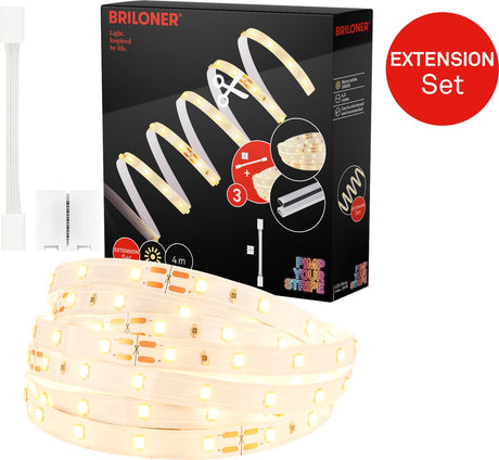 Briloner Pimp Your Stripe Verlängerungsset LED-Streifen 4m, warmweiß, kürzbar, an/aus
