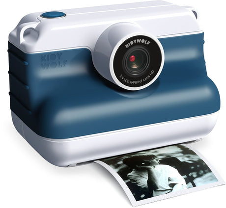 Kidywolf K-Print Sofortbildkamera mit Thermodrucker blau – Direktdruck ohne Tinte, 8 MP, 1080p – 8+