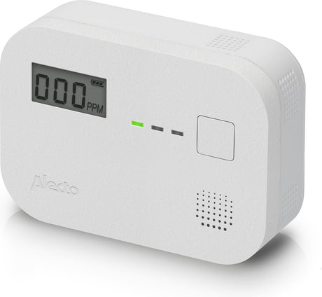 Alecto COA3910 Kohlenmonoxidmelder mit Display – 10-Jahres-Sensor – entspricht der europäischen Norm EN50291 – weiß