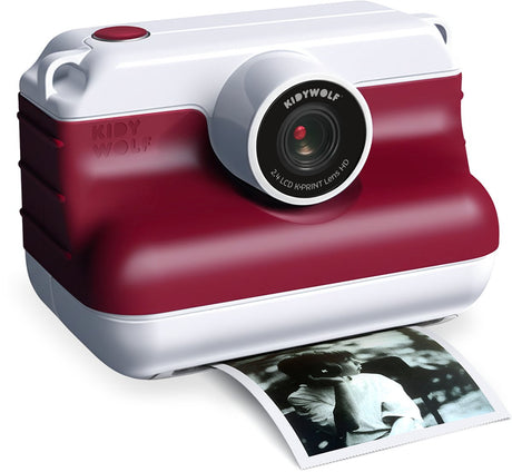 Kidywolf K-Print Sofortbildkamera mit Thermodrucker Rot – Direktdruck ohne Tinte, 8 MP, 1080p – 8+