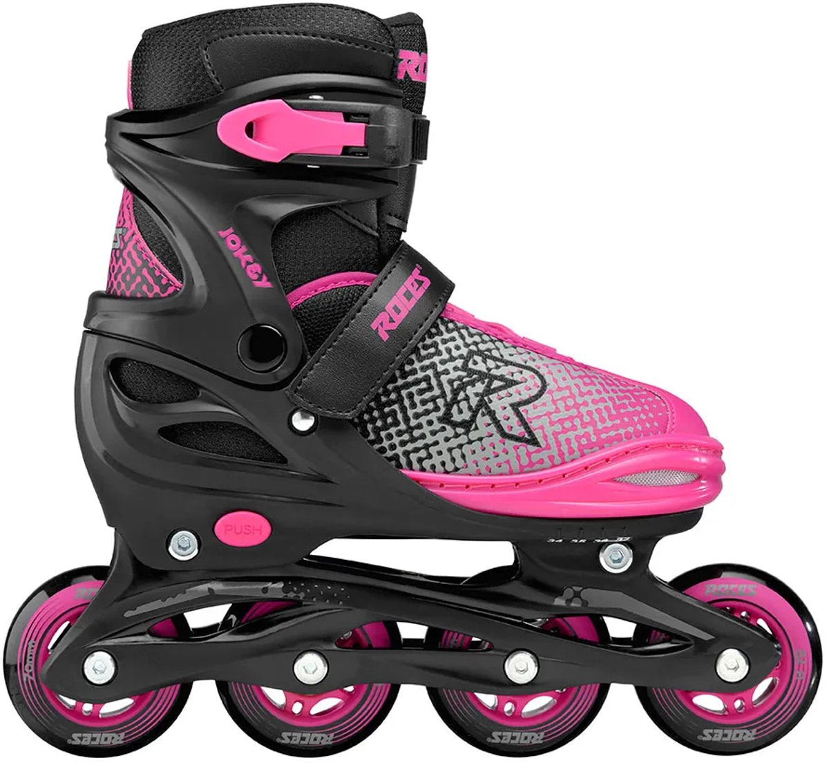 Roces Jokey X verstellbare Inline-Skates Mädchen – Inline-Skates – Mitwachs-Skates – Schwarz Pink – Größe 30–33