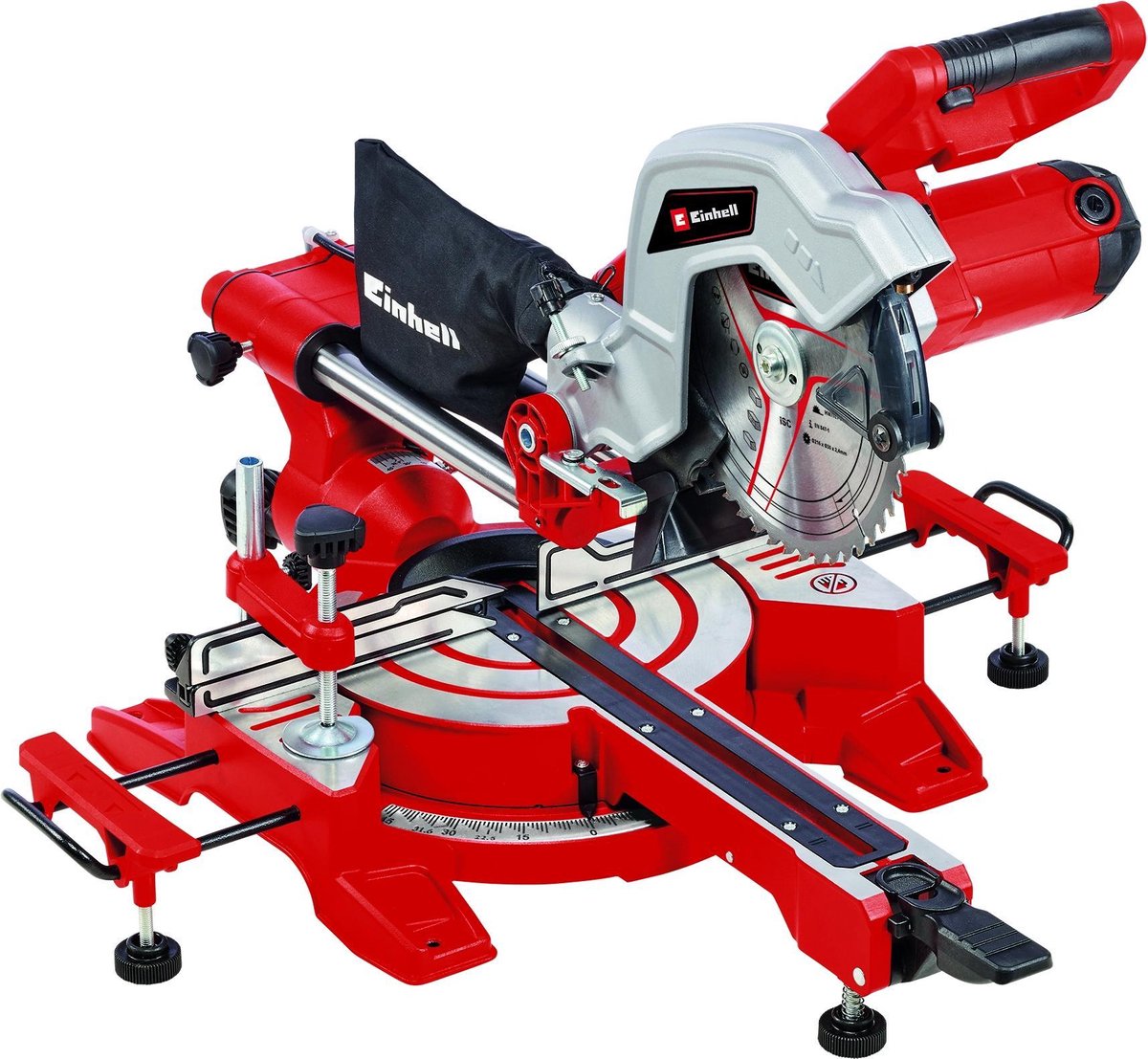Einhell Radial-, Kapp- und Gehrungssäge – TC-SM 216 – 1600 W – ø216 mm – Sägeblatt mit 48 Zähnen – mit Laser