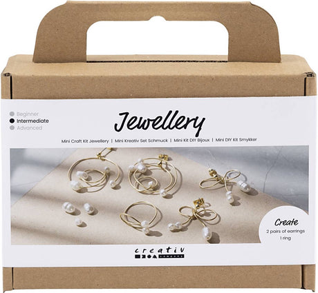 Creativ Company Mini-Hobby-Set Schmuck, Ohrringe aus Metalldraht, vergoldet, 1 Box
