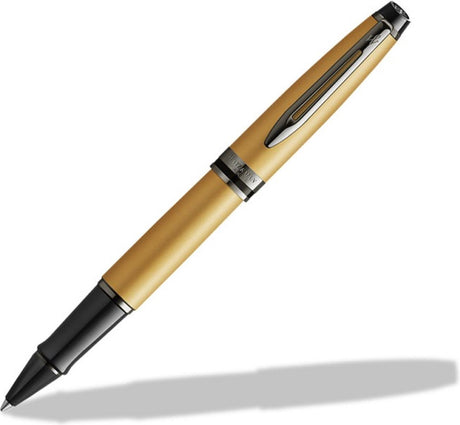 Waterman expert rollerballpen | metallic gouden lak met rutheniumdetails | fijne punt | zwarte inkt | met geschenkverpakking