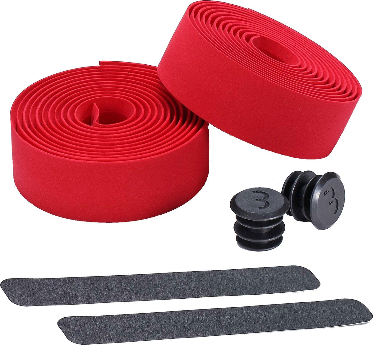 Bbb cycling stuurlint racefiets - zelfklevend stuurtape met stretch materiaal - antislip - lengte: 200cm - dikte: 2mm - inclusief stuurdoppen - rood - raceribbon bht-01