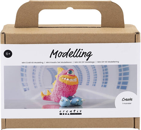 Creativ Company Mini-Hobby-Set Bildhauerei, Monster Freddy, Neonpink, 1 Box