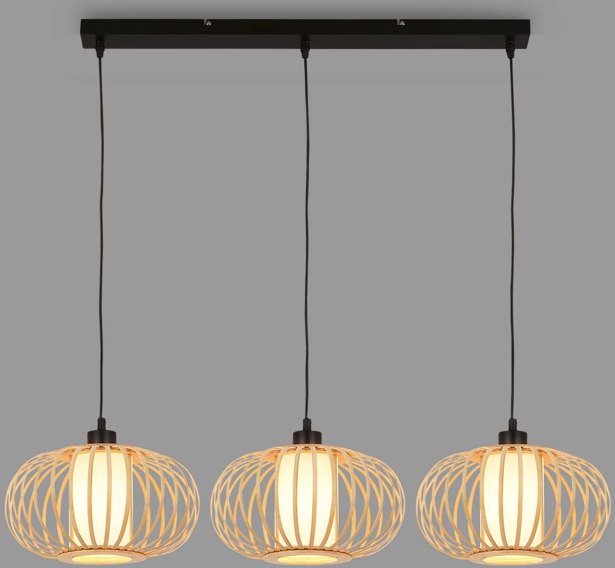 Briloner - Rotti - Hängelampe, 120 cm, 3x E27, max. 10 W, holzfarben