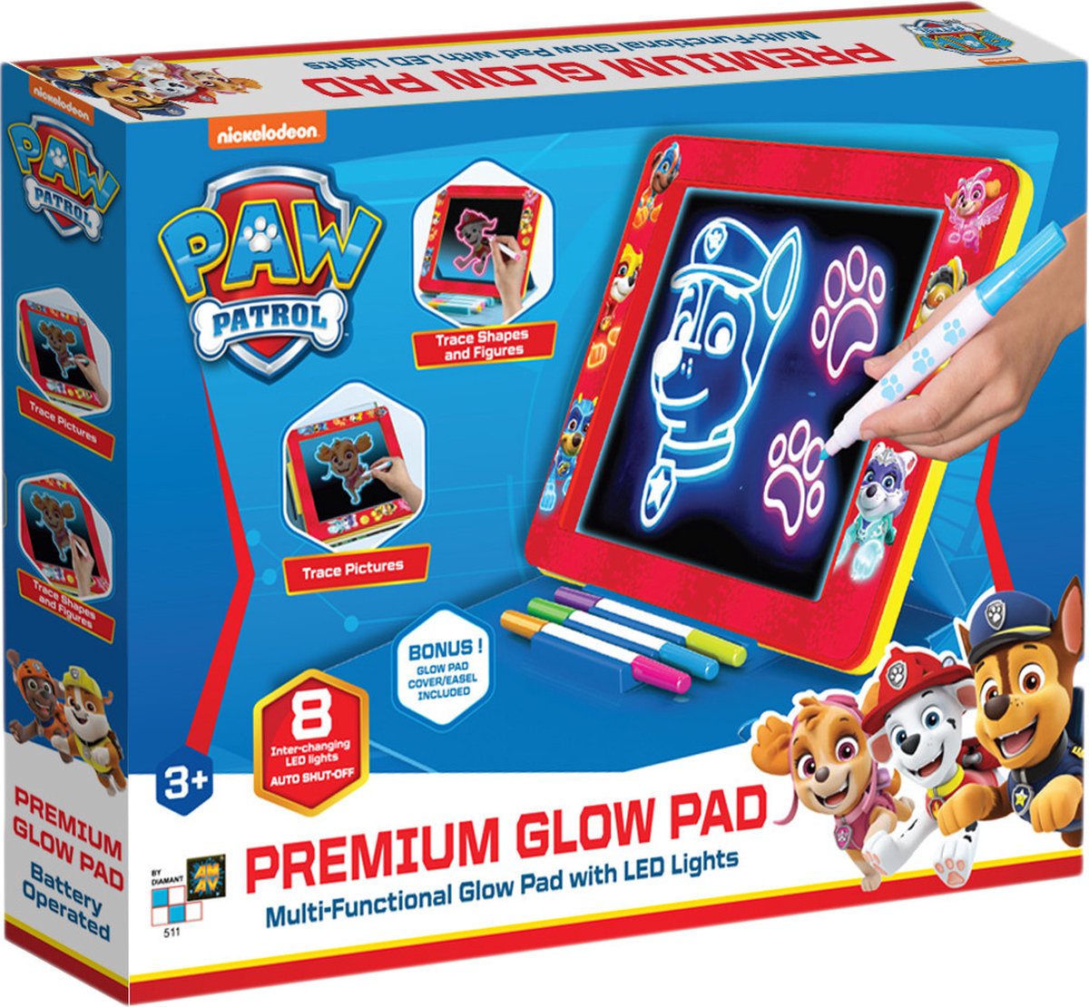 Paw Patrol – Premium Glow Pad – magisches Zeichenbrett – mehrfarbig