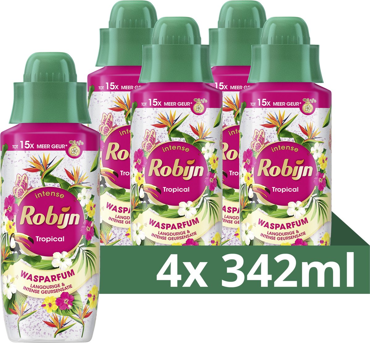 Robijn - intense wasparfum - tropical -4 flessen x 342 ml