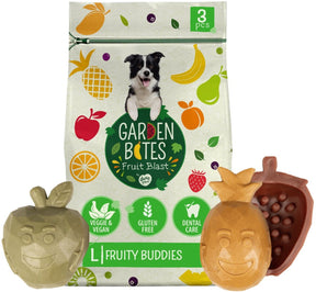 Garden Bites duvoplus – Fruity Buddies Hundesnacks – Hundeleckerlis – vegetarisch, glutenfrei – groß, 3 Stück