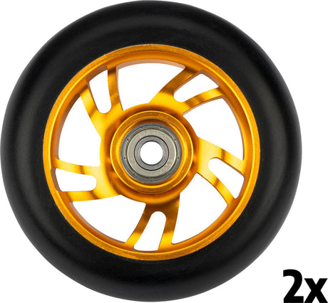 Black Dragon Stunt-Scooter-Räder-Set – Speichenaluminium – Goldschwarz
