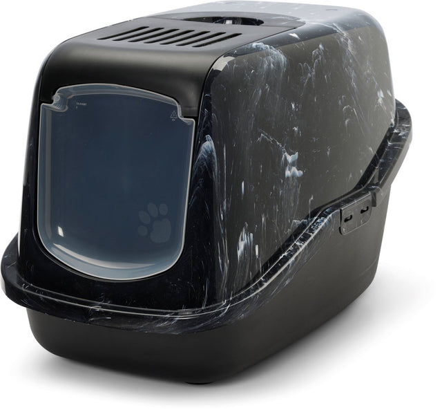 Savic Nestor Marble – Katzentoilette – Marmoroptik – Schwarz und Weiß – 56 x 39 x 38,5 cm