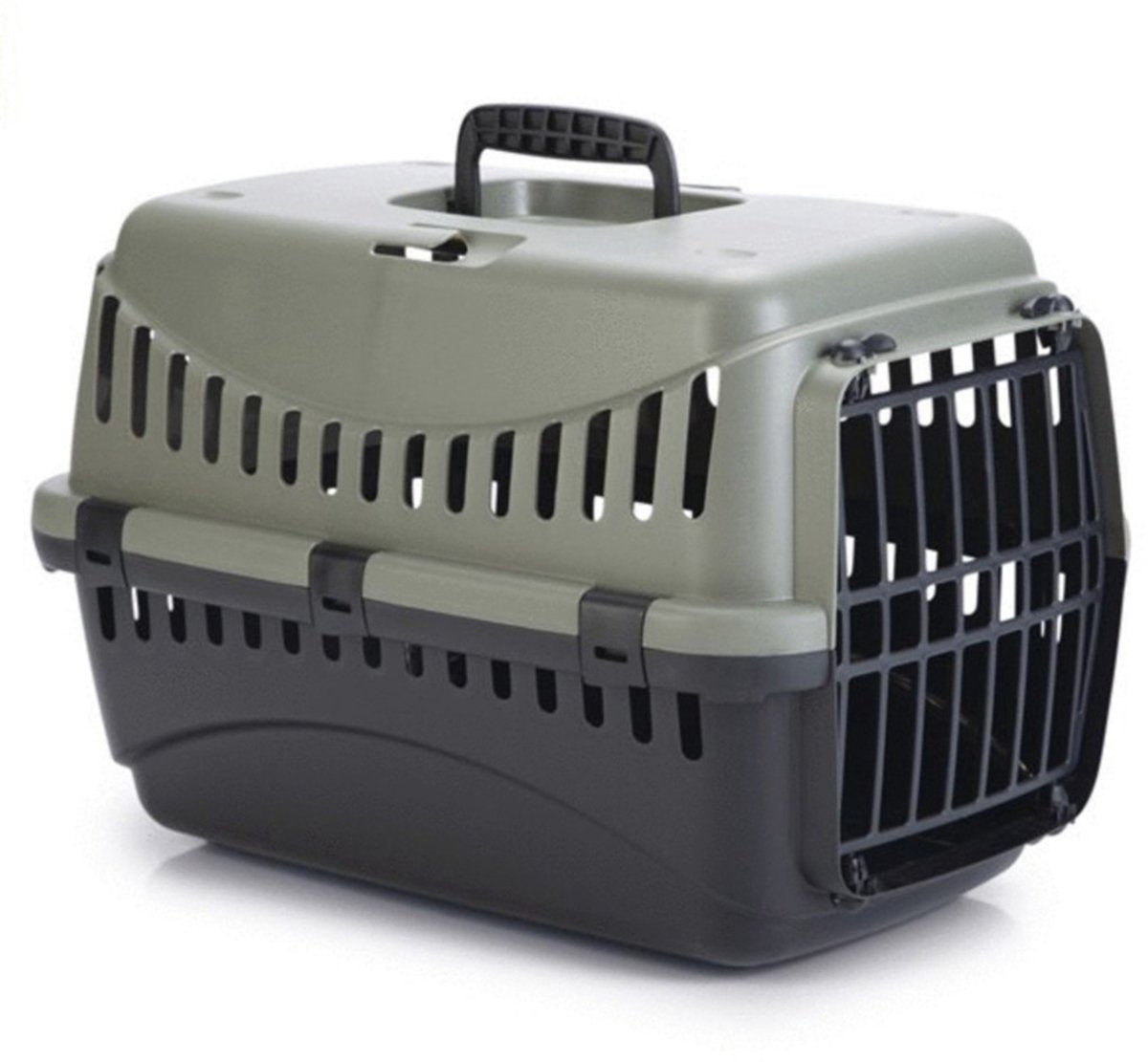 Beeztees Gipsy Öko-Reisekorb Katze – Transportbox Katze kleines Haustier – abnehmbarer Deckel grün schwarz – 45 x 26 x 29 cm