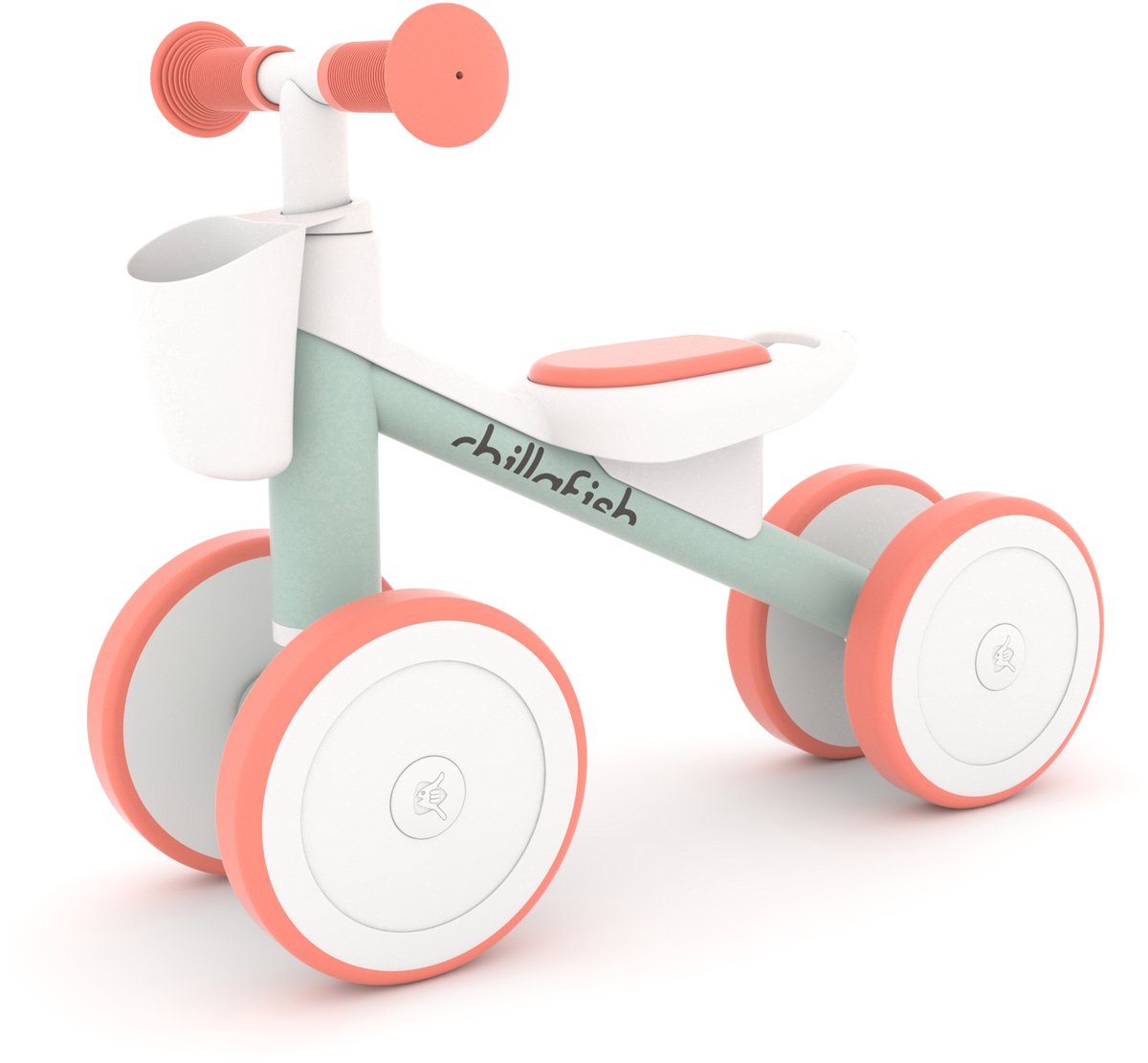 Chillafish Laufrad 1 Jahr für Jungen und Mädchen – Lauflernhilfe für Kleinkinder – grün und rosa – leicht mit verstellbarem Lenker – leise Anti-Rutsch-Reifen für drinnen und draußen – Quadi-Racer-Modell