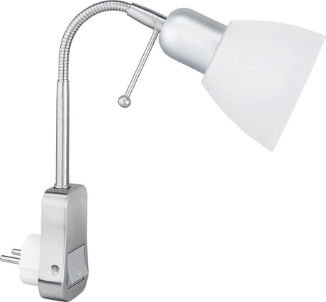 Trio Ligara - Steckerstrahler - Nickel matt - exkl. 1x e14 10w - flexibel - eingebauter Schalter