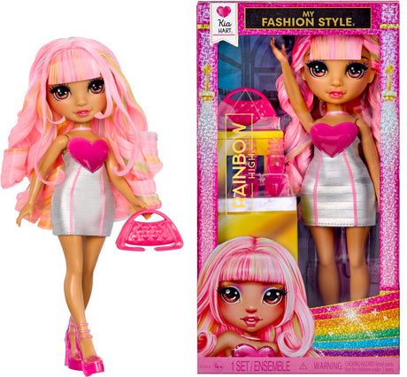 Rainbow high my fashion style kia - modepop van 28 cm met zachtroze statementoutfit en stijlvolle handtas. geweldig speelgoed of cadeau voor kinderen van 4-12 jaar