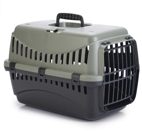 Beeztees Gipsy Öko-Reisekorb Katze – Transportbox Katze kleines Haustier – abnehmbarer Deckel grün schwarz – 45 x 26 x 29 cm