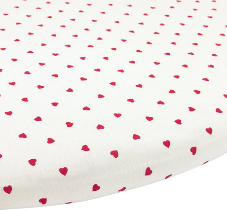 Meyco Baby Sweet Heart Spannbettlaken Laufstallmatratze rund – weiß rot – 90 x 95 cm