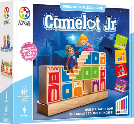 Smartgames Camelot Jr. - logisches Denkspiel aus Holz - 48 räumliche Bauaufgaben - lehrreiches Solospiel - ab 4 Jahren