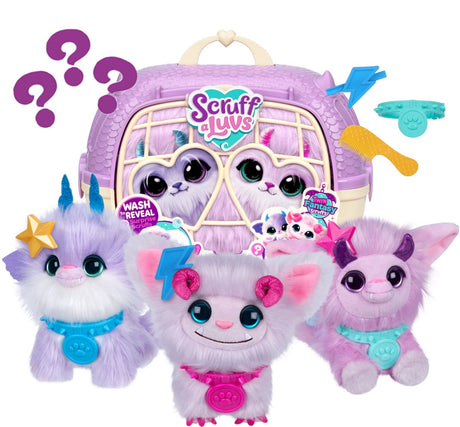 Moose Toys Scruff A Luvs – Zwillings-Fantasie-Kuscheltiere im Tragekorb – 2 magische, geheimnisvolle Plüsch-Kuscheltiere
