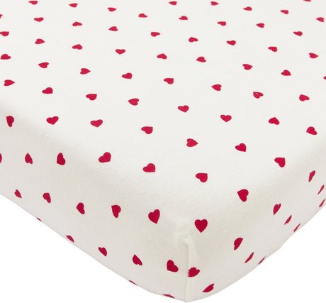 Meyco Baby Sweet Heart Spannbettlaken Beistellbett – weiß rot – 50 x 90 cm
