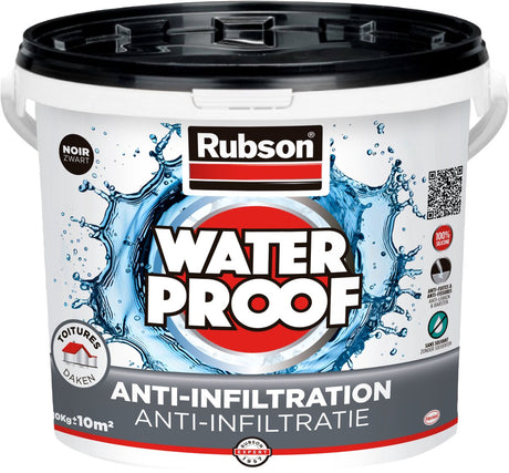 Rubson Anti-Infiltration schwarz 10 kg | Beschichtung von Dächern, Fundamenten und vergrabenen Materialien | auf Silikonbasis für maximale Elastizität | langlebige Beschichtung und UV-beständig | Langzeitschutz vor Feuchtigkeit.