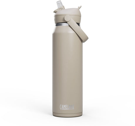 Camelbak Thrive Flip Straw Trinkflasche – 1 l – Edelstahl – mit Strohhalm – Isolierwasserflasche – Beige