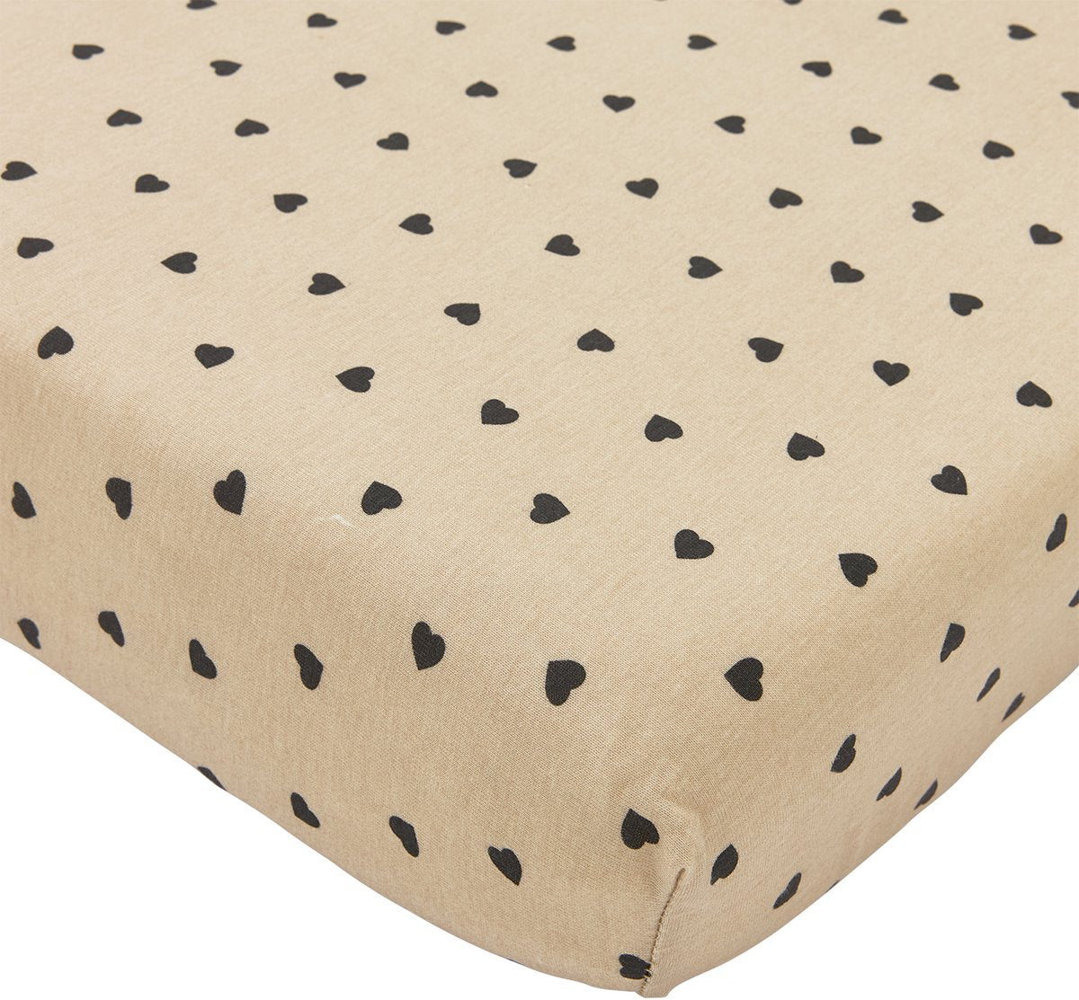 Meyco baby sweet heart hoeslaken wieg - soft sand black - 40x80 90cm