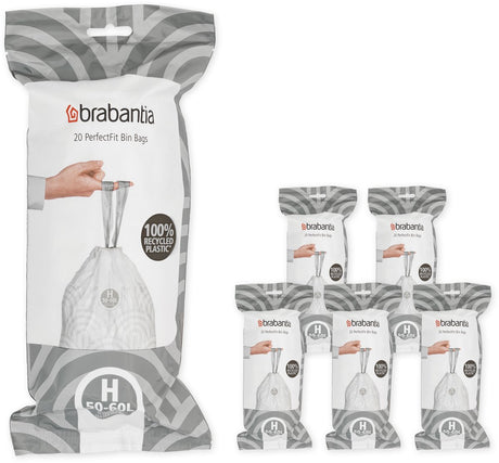 Brabantia Perfectfit Müllsäcke – 50 60 l – Code h – 6 Rollen x 20 Stück