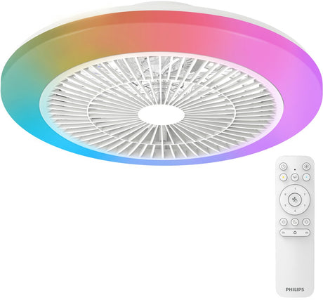 Philips led philips amigo plafondventilator - ingebouwde led-lamp - wit en gekleurd licht - dimbaar - 20w+40w - inclusief afstandsbediening - 4400 lumen - diameter: 480mm
