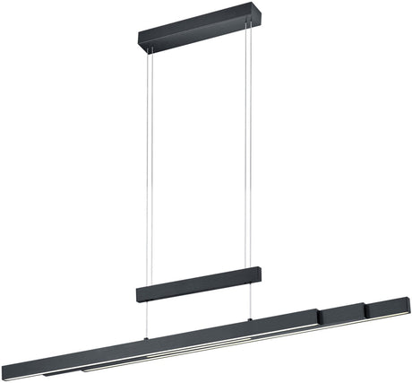 Trio Trajan - Hängelampe - Schwarz matt - inkl. 1x SMD 45W - Höhe und Länge verstellbar - Touchdimmer - Lichtfarbe stufenlos einstellbar - Beleuchtung nach oben und unten