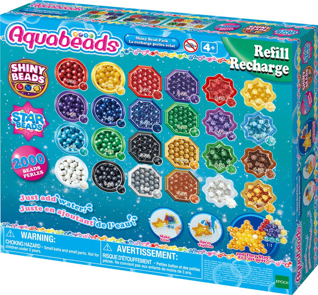 Aquabeads Nachfüllpackung Glanzperlen – 2000 Perlen in 24 Farben