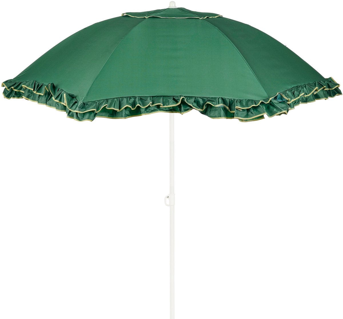 Mica decorations kantelbare parasol met ruches - stokparasol 238 x ø195 cm - tuin of balkonparasol - polyester, staal - groen
